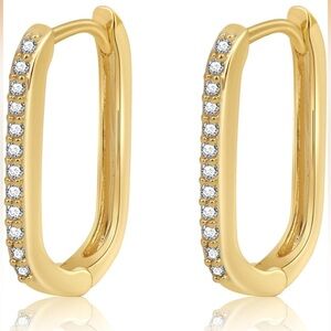 Gold Hoop Earrings with CZ